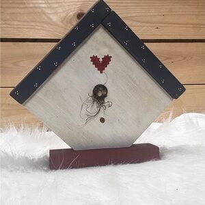 Rustic Wooden Birdhouse home decor with Heart Accent